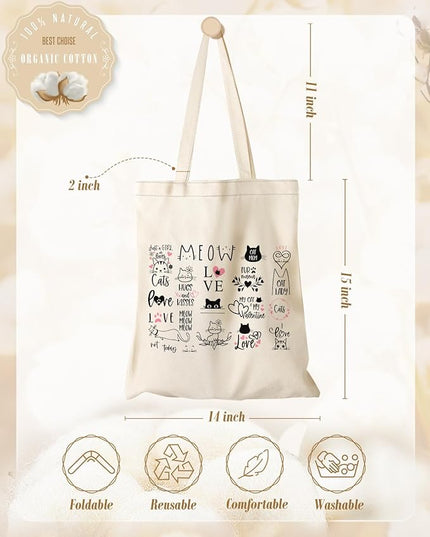 Aesthetic Canvas Tote Bag - Reusable Shoulder Tote Bag for Women Lady Casual Vacation, Shopping, Work, Gym