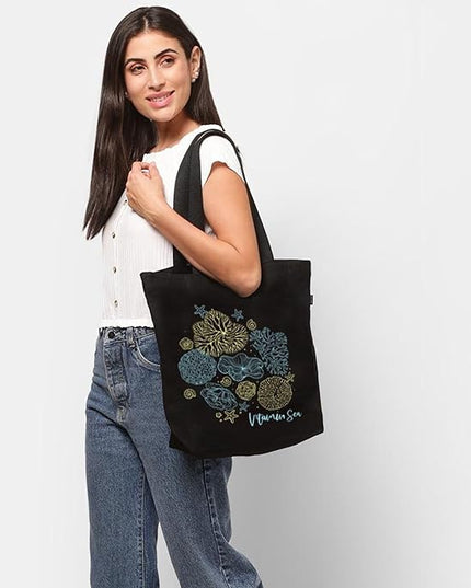 Ecoright Aesthetic Canvas Tote Bag for Women Large Zipper Tote Bags with Pocket, Womens Tote Bag for Yoga, Work, Beach