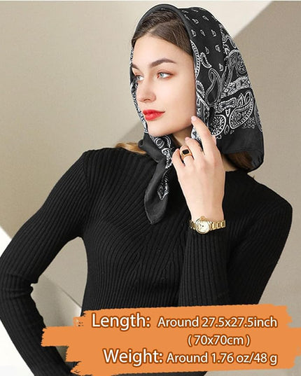 Dailyacc Hair Bandanas Scarf For Women Lightweight Fashion Neck Silk Satin Head Scarves For Sleeping Handbags Scarf