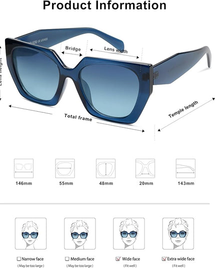 SOJOS Large Oversized Polarized Sunglasses for Women, Big Designer Womens Trendy Square Shades SJ2205
