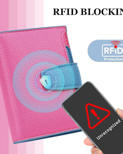 Airkit Small Wallet Women RFID Blocking Soft Leather Bifold Compact Card Holder Wallet for Women with Zipper Coin Pocket 4 ID Window