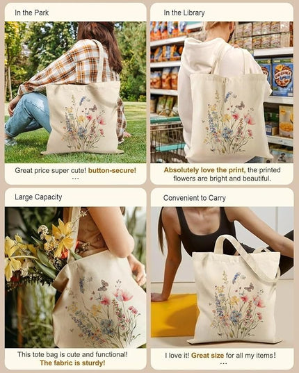 Canvas Tote Bag with Zipper Handles for Women Bridesmaid Birthday Wedding Mother Ladies Shopping Gift Bags