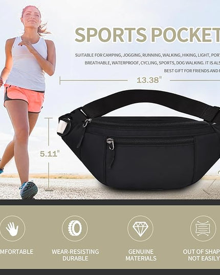 DAITET Crossbody Fanny Pack for Men&Women,Large Waist Bag & Hip Bum Bag with Adjustable Strap for Outdoors Workout Traveling Casual Running Hiking Cycling