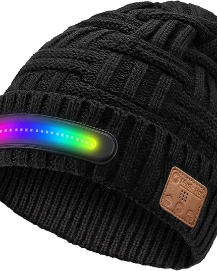 LED Beanie Hat with Bluetooth-Tech Gifts for Men and Women, Wireless Hat Beanie Cap Headlamp Music hat