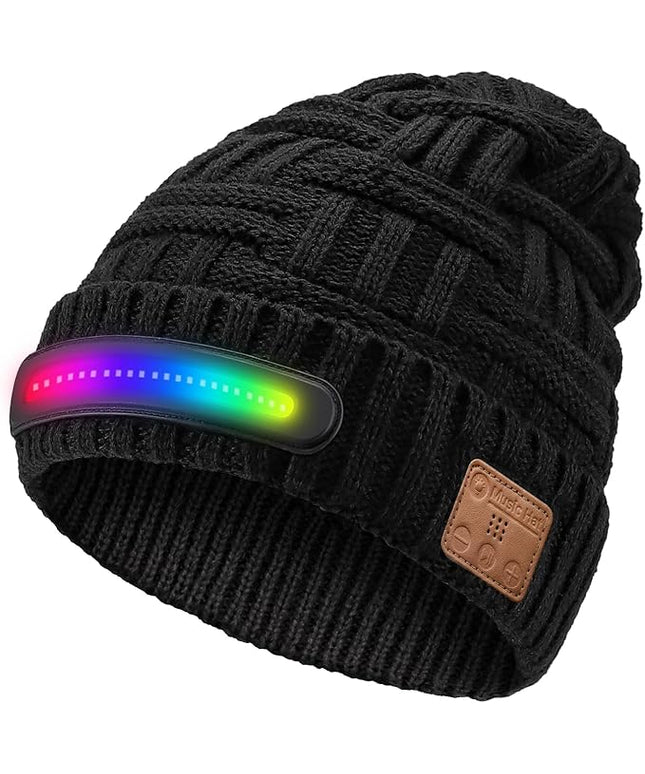 LED Beanie Hat with Bluetooth-Tech Gifts for Men and Women, Wireless Hat Beanie Cap Headlamp Music hat