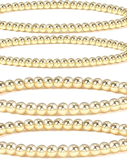 Elegance 11 designs 14K Gold Plated Bead Ball Bracelet Stretchable Elastic Gold Beaded Bracelets for Women
