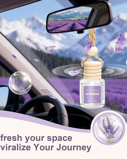 AROIC Car Air Freshener Diffuser Set, 6 Pack Lavender Natural Slow-Release Fragrance, Long Lasting Air Freshener for Women & Men Car Accessories, Hanging Cute Automotive Interior Decor Gift (8ml Each)