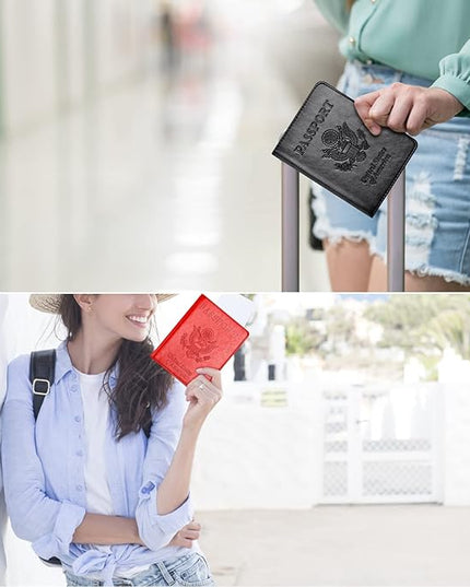 Eoehro Passport Holder for Travel Essentials-2Pack, Passport Wallet Cover Case for Travel Must Haves Accessories,Passport Book Holders for Women and Men