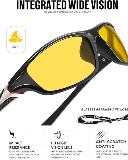 KALIYADI 4 Pack Polarized Sunglasses-Men Sports Sun-glasses: Mens Sunglasses UV Protection for Fishing Driving Cycling