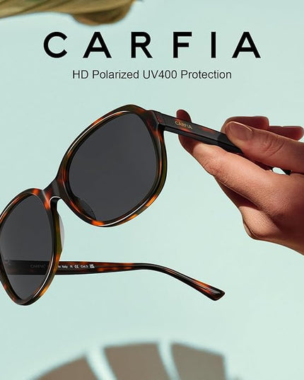 CARFIA Acetate Oversized Square Polarized Sunglasses for Women UV Protection Retro Trendy Big Shades