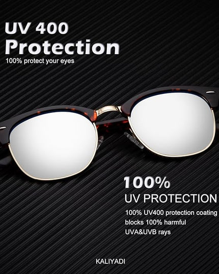 KALIYADI Polarized Sunglasses for Men and Women Semi-Rimless Frame Driving Sun glasses UV Blocking