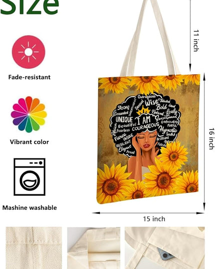 AUSVKAI Canvas Tote Bag for Women, Aesthetic Cute Grocery Grocery Reusable Cotton Gift Bag for Shooping Beach Trendy Gifts