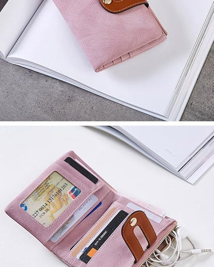 AOXONEL Women's Rfid Small Bifold Leather Wallet Ladies Mini Zipper Coin Purse id card Pocket,Slim Compact Thin