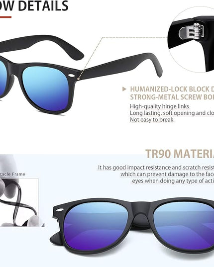 FEIDUSUN Sunglasses Men Polarized Sunglasses for Mens and Womens,Black Retro Sun Glasses Driving Fishing UV Protection
