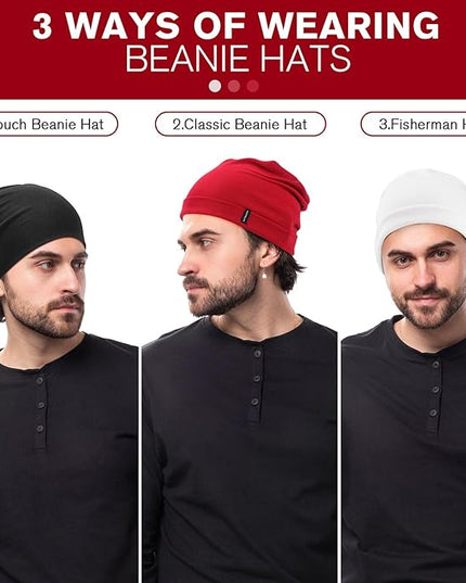 Slouchy Beanie for Women Men Soft Cotton Chemo Hats Double-Layer Warm Beanie Cap for Daily Wear & Transitional Seasons