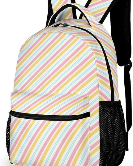 Fashion Pink Yellow Stripes Backpack Lightweight Large Capacity Laptop Daybag for Travel Work
