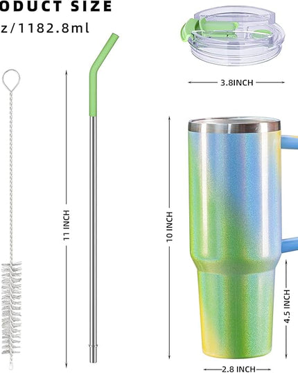 40 oz tumbler with handle and straw,Double Wall Vacuum Reusable Stainless Steel Insulated Water Bottle,With Leak Proof lid and Straw for Iced or Cold Beverages (Fairyland)