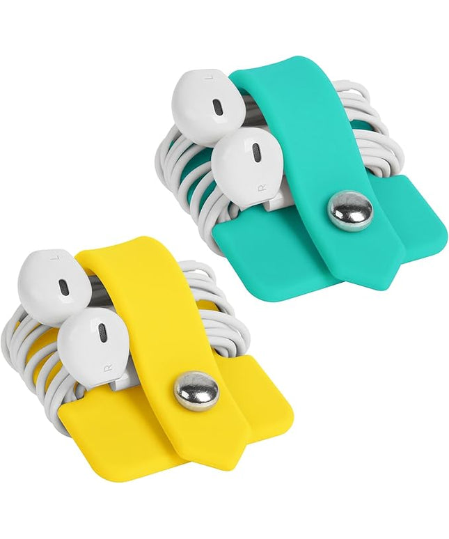 Cord Organizer Tangle-Free Earphone Organizer Headphone Earphone Cable Organizer Cord Wrap Winder Earbuds Wrap Winder Cord Manager Cable Winder(Blue&Yellow, Set of 2)