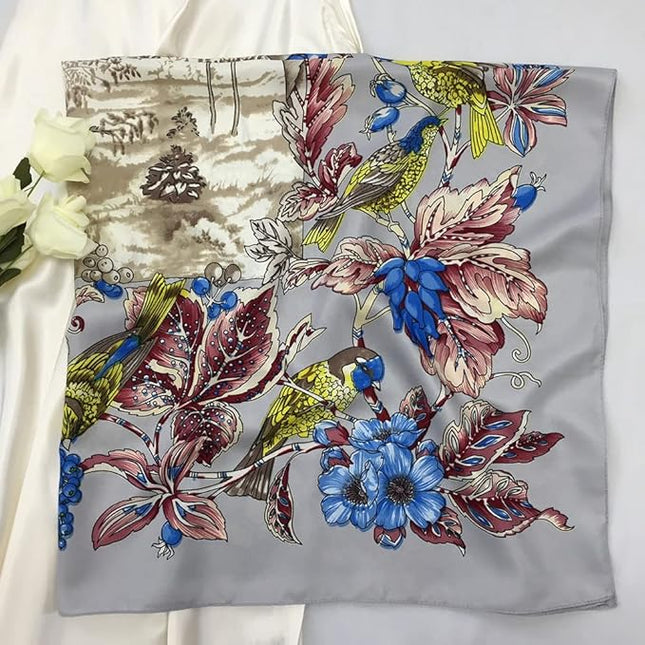 Julunar Silk Like Head Scarf for Women - Satin Large Hair Scarves - 35" Square Silk Hair Wrap for Sleeping with Gift Packed