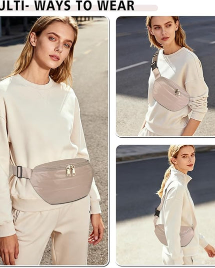 Fanny Packs for Women Fashion Waist Packs Quilted Puffer Belt Bag Puffy Crossbody Bags Sling Purse for Women Travel Running