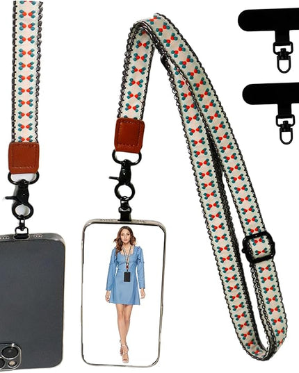 Adjustable Lanyard for Phone, Camera, Name Tags, ID card, Keychain and Wristlet Straps with 2 phone pads(Black)