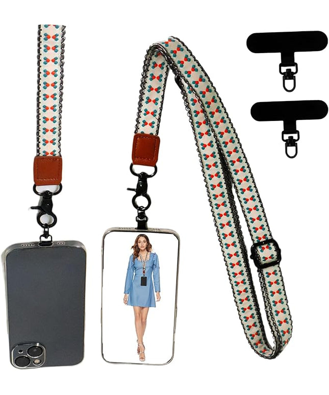 Adjustable Lanyard for Phone, Camera, Name Tags, ID card, Keychain and Wristlet Straps with 2 phone pads(Black)