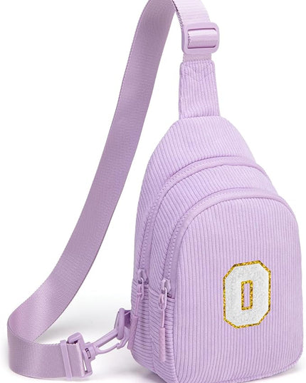 Viverte Small Corduroy Sling Bag Initial Crossbody Bag Fanny Pack for Girls Personalized Birthday Gifts for Teen Girls Gifts