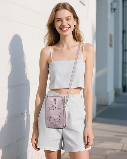 Small Crossbody Bags for Women, Lightweight Mini Cute Cell Phone Purse for Women with Tassel Shining Butterfly