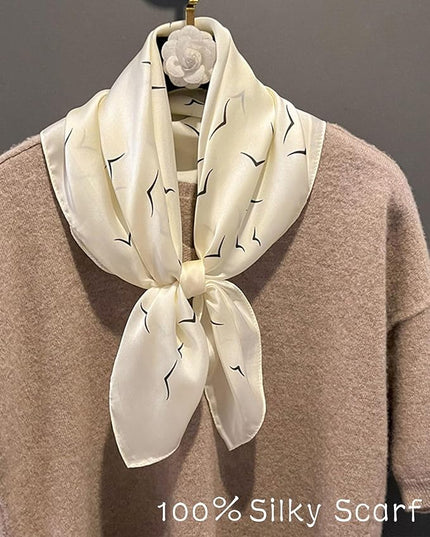 kcctoo 27.5" Mulberry Silk Feeling Head Scarf Women's Fashion Square Neck Satin Scarfs for Bag Hair Scarves Gift
