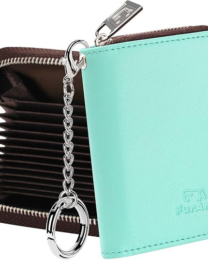 FurArt Zipper Wallet Women, RFID Blocking Credit Card Wallet, Business Card Holder, Compact Size KeyChain Wallet