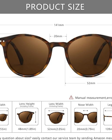 SUNGAIT Classic Vintage Round Polarized Sunglasses for Women Men Retro Style UV400