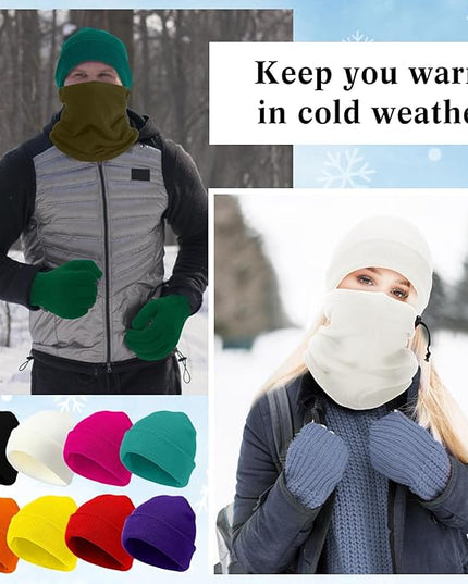 Yunsailing 48Pcs Bulk Winter Beanie Hat Scarf Gloves Winter Set for Men Women Knit Beanies Homeless Care Package Supplies