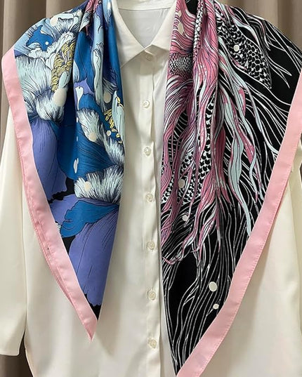 Julunar Silk Like Head Scarf for Women - Satin Large Hair Scarves - 35" Square Silk Hair Wrap for Sleeping with Gift Packed