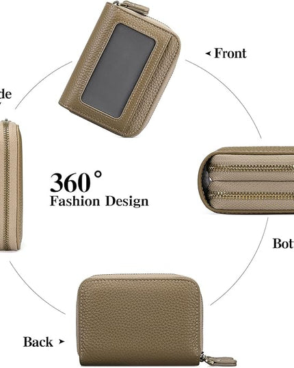 GOIACII Small Genuine Leather Wallet for Women, RFID Blocking Credit Card Holder Wallet