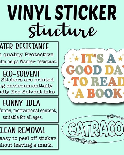 (3Pcs) It's A Good Day to Read A Book Sticker, Decorate Books Laptop Phone, Water Bottles Kindles Stickers, Tumbler Waterproof Vinyl Decorate Sticker 3" Inch