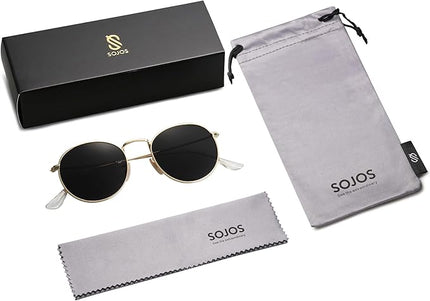 SOJOS Small Round Polarized Sunglasses for Women Men Classic Vintage Retro Shades UV400 SJ1014