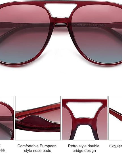 SOJOS Retro Polarized Aviator Sunglasses Womens Mens Classic 70s 80s Vintage Trendy Square Aviators SJ2174