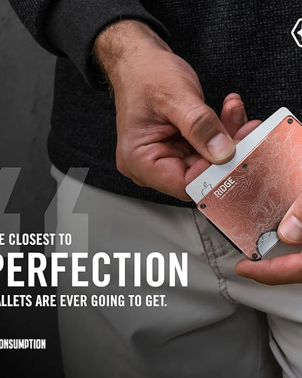 The Ridge Wallets for Men - Slim Minimalist, Front Pocket, RFID - Card Holder Wallets (The Narrows Topographic)