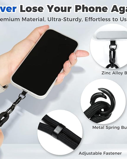 Moyad Crossbody Phone Lanyard, Anti-Theft Cell Phone Strap with 2 Tether Tab for iPhone, Universal Adjustable Neck Holder