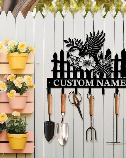 peanut case Customized Keys Holder - Personalized Birds Flower Key Hooks Wall Metal Sign Decor,Wall Holder, Garden,Door Hook (Style C)
