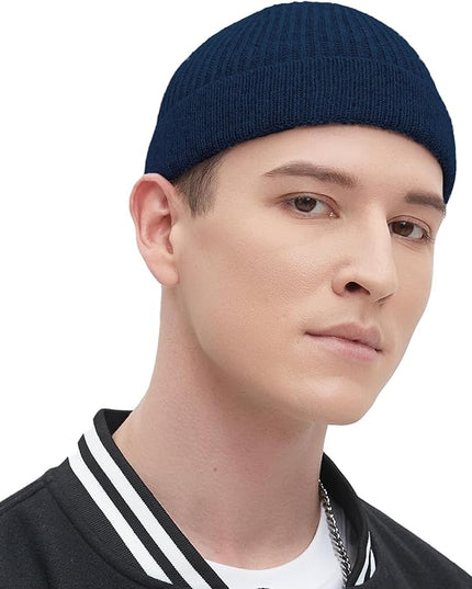 Fisherman Beanie Hats for Men Women,Wool Knit Trawler Skull Cap,Watch Cap,Spring Fall Winter Warm Short Hats