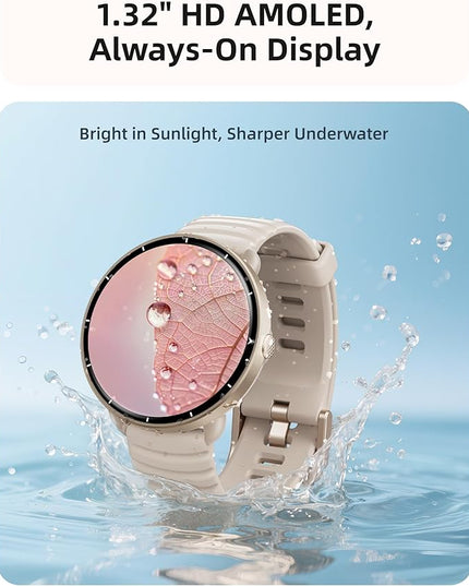 Parsonver Smart Watch for Swimming, 5ATM Waterproof Watch for Pool & Open Water, AI Swim Analysis, Built-in GPS & Compass, AMOLED Fitness Tracker 100+ Sport Mode, Heart Rate Sleep Monitor, French Grey
