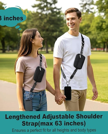 Upgrade Clip and Go Phone Lanyard Crossbody with RFID Shielding Wallet, Lanyard for Keys Glasses Accessories, Anti-theft and Privacy Protection Design, Adjustable Phone Strap Wrist Strap for Travel.