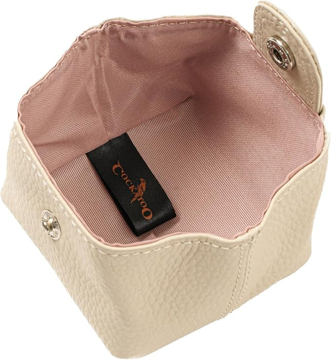 Cockatoo Genuine Leather Coin Pouch Change Holder, Mini Snap Pocket Wallet for Men Women (Ercu, Large)