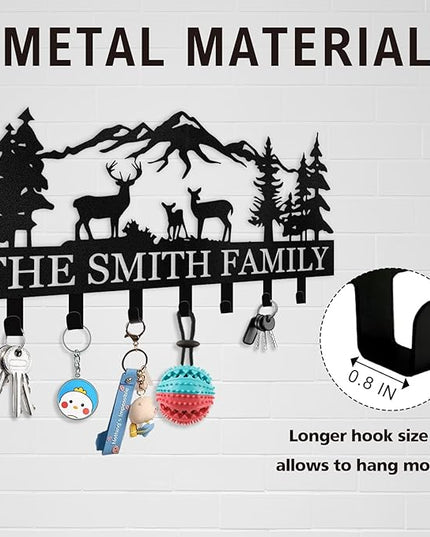 Dyoart, Personalized Key Holder for Wall - Metal Key Hooks for Wall Organizer, Deer Forest Theme Key Rack Wall Mount, Key Hanger Organizer for Kitchen, Entryway, Hallway, Office Decor