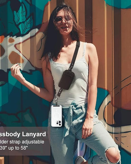 Clip and Go Strap for Phone With Wallet Crossbody (Detachable RFID Blocking Wallet) - Adjustable Phone Strap w/Soft Silicone Pad, Universal Phone Lanyard with 360° Rotatable Tether Tabs for All Phones