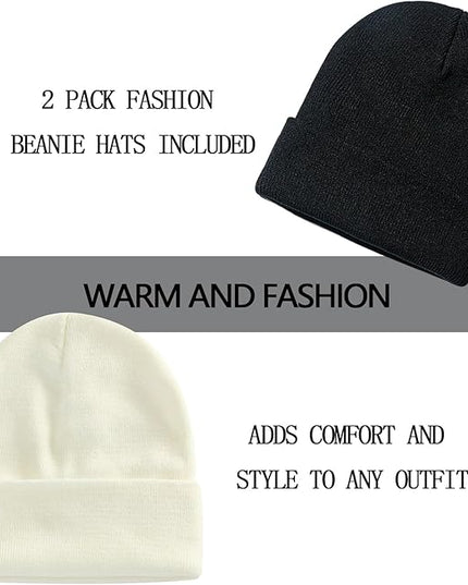 ZOORON 1&2 Pack Beanie for Men Women Slouchy Beanie Hats Winter Knit Caps Soft Ski Hat Unisex