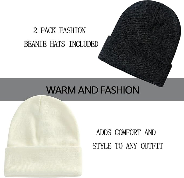 ZOORON 1&2 Pack Beanie for Men Women Slouchy Beanie Hats Winter Knit Caps Soft Ski Hat Unisex