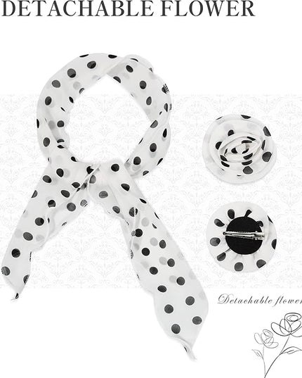 Chiffon Scarf for Women, Removable Flower Neck Scarf Light Soft Fashion Rose Scarves Versatile Headband or Hair Band