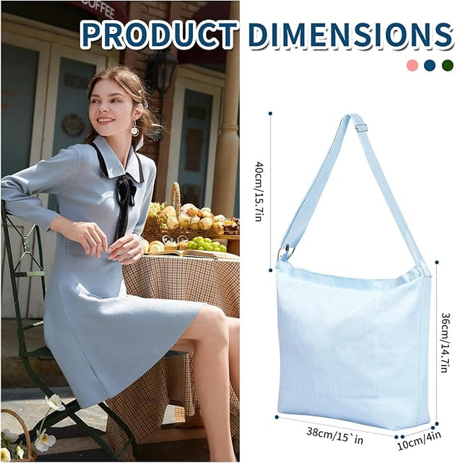 Women's blank large Size Canvas Crossbody Tote Handbags Shoulder Bag